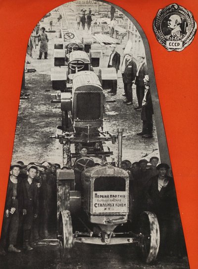 Traktorfabriken i Stalingrad. Illustration från USSR Builds Socialism, 1933. av Eliezer Markowich Lissitzky