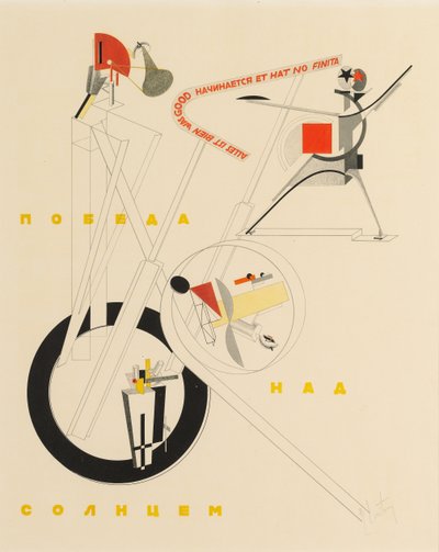 Titelblad för Seger över solen av A. Kruchenykh, 1923 av Eliezer Markowich Lissitzky