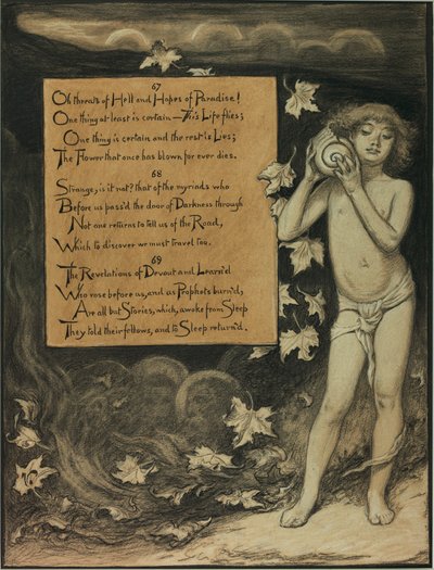 (Illustration till Rubáiyát av Omar Khayyám) Nutiden lyssnar till det förflutnas röster av Elihu Vedder