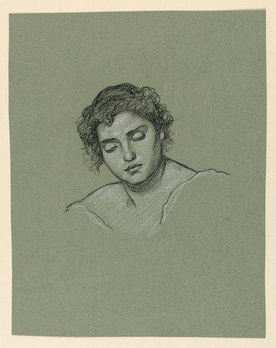 Teckning, Kvinnohuvud, ca 1885 av Elihu Vedder
