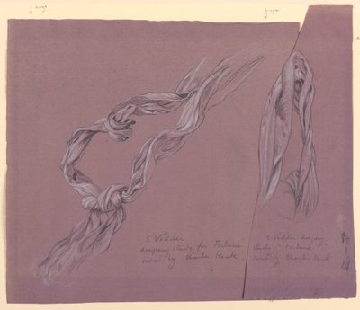 Teckning, Studier av draperi till "Fortune", ca 1887 av Elihu Vedder