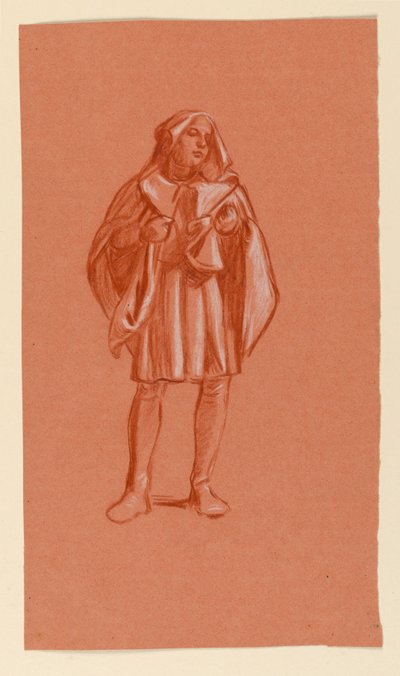 Teckning, Studie av en figur i huvdräkt, ca 1885 av Elihu Vedder
