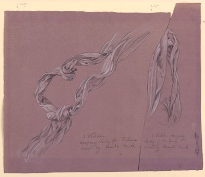 Teckning, studier av draperi för figuren "Fortune", ca 1877 av Elihu Vedder