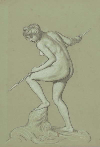 Girl Spearing Dolphin, ca. 1900. av Elihu Vedder