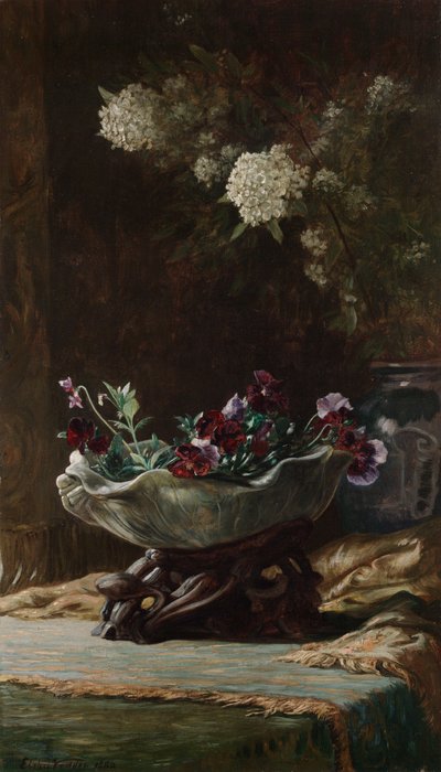 Penséer och spirea av Elihu Vedder
