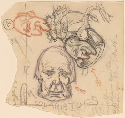 Självporträtt: karikatyrer, ca. 1918. av Elihu Vedder