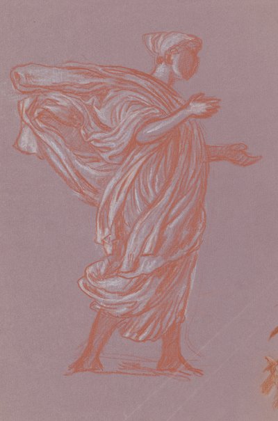 Stående figur, ca 1872-77 (krita på lila papper) av Elihu Vedder