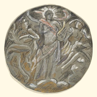 Studie för Center Tondo of Huntington Ceiling - Apollo and the Four Seasons av Elihu Vedder
