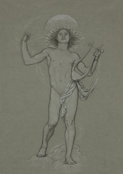 Studie för Figure of Apollo, från de 60 studierna för Huntington-taket (1926.80) av Elihu Vedder