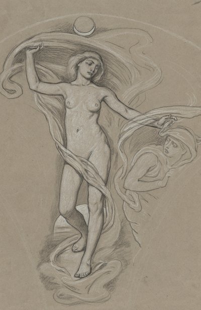 Studera för Luna av Elihu Vedder
