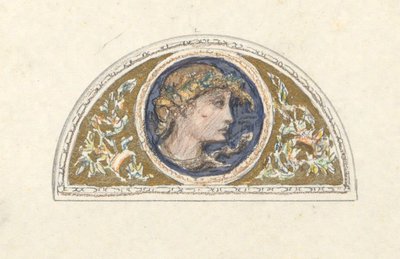 Studie för Lunette med kvinnligt huvud av Elihu Vedder