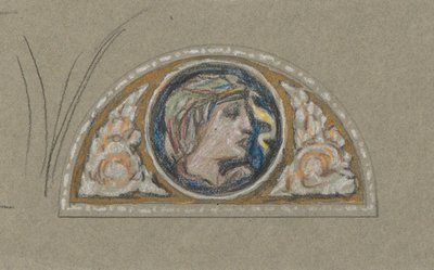 Studie för Lunette med kvinnligt huvud av Elihu Vedder