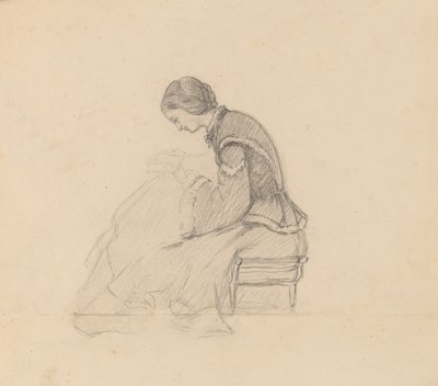 Study of a Girl Reading, c. 1858. av Elihu Vedder