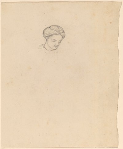 Studie av ett flickhuvud, ca. 1858. av Elihu Vedder