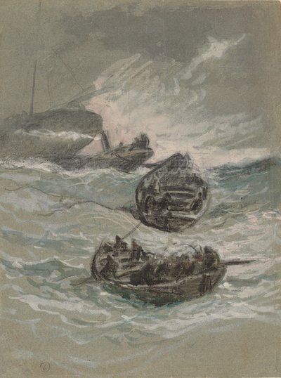 Skeppsbrottet, ca. 1880. av Elihu Vedder