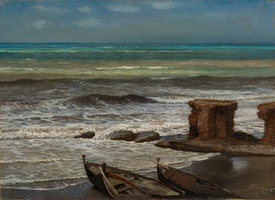 Vågor vid Palo 1874 (Olja på kartong, monterad på duk) av Elihu Vedder