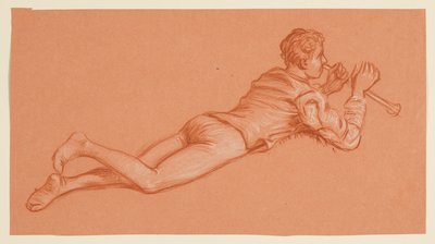 studie av en manlig kostymfigur av Elihu Vedder