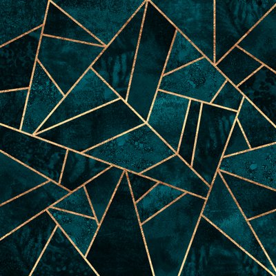 Elegant geometri i blågrönt av Elisabeth Fredriksson