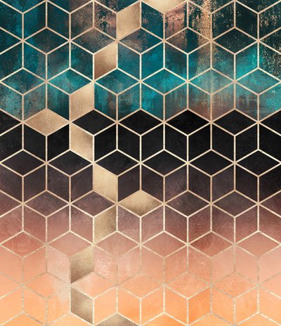 Geometriskt mönster i guld-ombre av Elisabeth Fredriksson