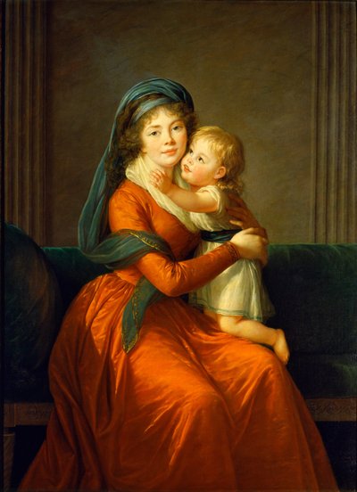 Porträtt av prinsessan Alexandra Golitsyna och hennes son Piotr av Élisabeth Louise Vigée Le Brun