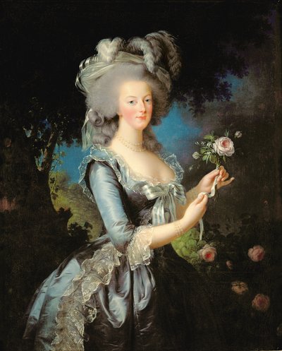 Marie Antoinette med en ros av Elisabeth Louise Vigee Lebrun