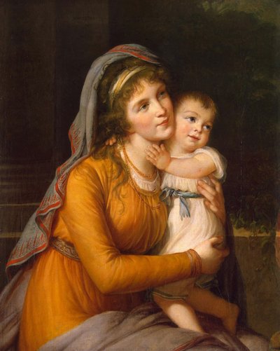 Porträtt av friherrinnan Anna Sergeyevna Stroganova 1765-1824 med sin son, ca. 1800 av Elisabeth Louise Vigee Lebrun