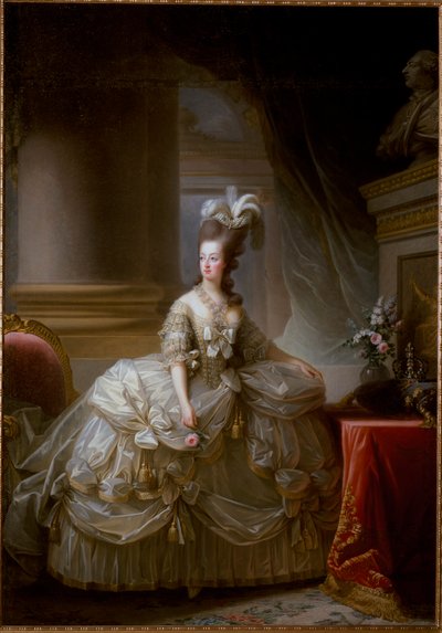 Porträtt av Frankrikes drottning Marie Antoinette av Elisabeth Louise Vigee Lebrun