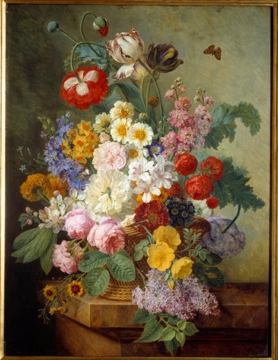 Blommor i en rocaillemålning av Elise Bruyere (1776-1842) 1836 sön. 0,84x0,64 m Rouen, musee des Beaux Arts - Blommor i en sten. Målning av Elise Bruyere (1776-1842) av Elise Bruyere