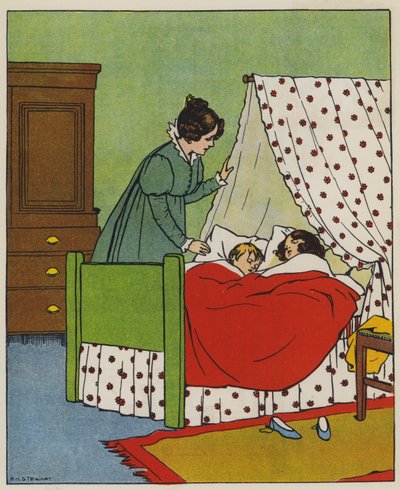 Sovtid (färg litho) av Elise H. Stewart