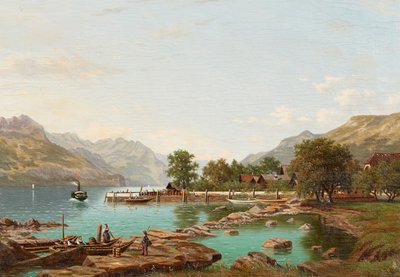 Landskap med berg vid Lago Maggiore (olja på duk) av Eliza Agnetus Emilius Nijhoff