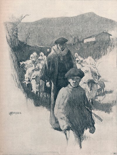 "En herde i Pyrenéerna", c1800-talet av Elizabeth Adela Forbes