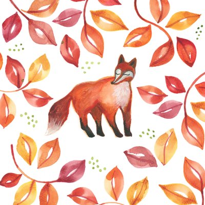 Fox, 2017 (akvarell) av Elizabeth Rider