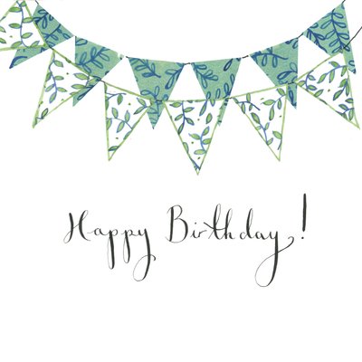 Happy Birthday Bunting, 2018 (akvarell och collage) av Elizabeth Rider