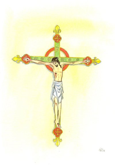 A Crucifix, 2001 (w/c på papper) av Elizabeth Wang