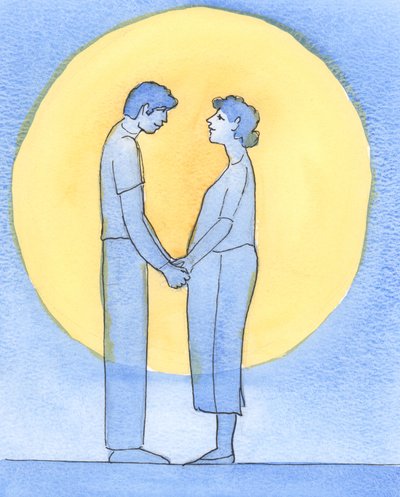 Ett gift par som verkligen älskar varandra och verkligen älskar Gud, vill göra hans vilja, 2002 (w/c på papper) av Elizabeth Wang
