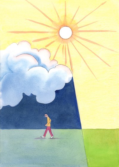 En person som förkastar Gud går in i andligt mörker, 2003 (w/c på papper) av Elizabeth Wang