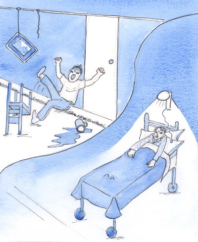 Ett skrikande barn, osammanhängande med ilska, måste lämnas för att inse sitt behov av hjälp och att erkänna sin dårskap, 2002 (w/c på papper) av Elizabeth Wang