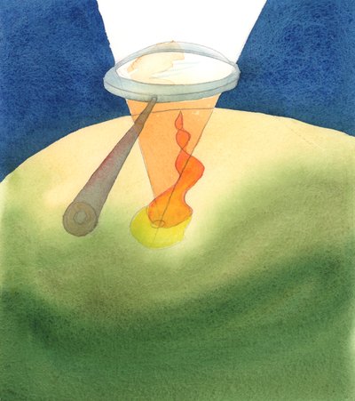 En själ som överlämnas till Gud i trogen bön och tjänst är som en förstorande lins genom vilken Guds vitglödga kärlek fokuseras på en viss plats och tid på jorden., 2000 (w/c on) av Elizabeth Wang