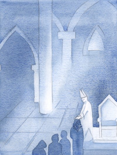 Vid min katolska konfirmation tog jag namnet "Mary", för att hedra Guds moder, 2000 (w/c på papper) av Elizabeth Wang