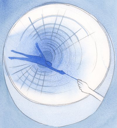 Genom en ren tråd av välgörenhet och en liten bön kan vi rädda en som kanske har fallit till djupet, 2002 (w/c på papper) av Elizabeth Wang