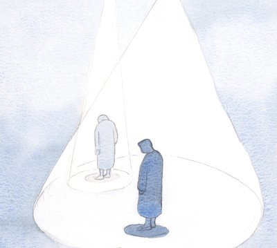 Genom vår minsta akt av omvändelse och ödmjukhet låter Gud vår förståelse förstoras, som en växande cirkel av ljus., 2001 (w/c på papper) av Elizabeth Wang