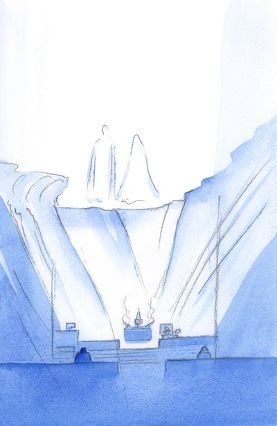 Kristus och hans heliga moder är mycket nära oss alla, under vår Novena och välsignelse - för att trösta oss och höra våra böner, 2002 (w/c på papper) av Elizabeth Wang