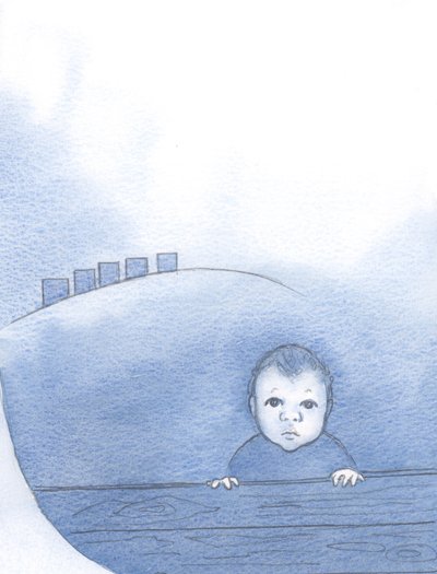 Kristus, som en baby, sann Gud och sann människa, var underordnad andra och väntade på kärlek och värme, 2000 (w/c på papper) av Elizabeth Wang