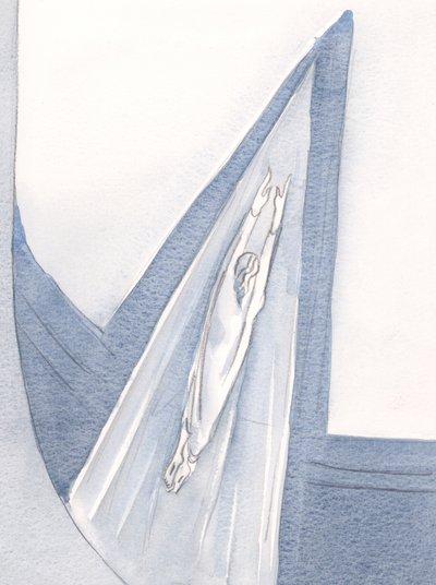 Kristus gick in i himlen klädd i vitt, och vi följer vägen., 2001 (w/c på papper) av Elizabeth Wang