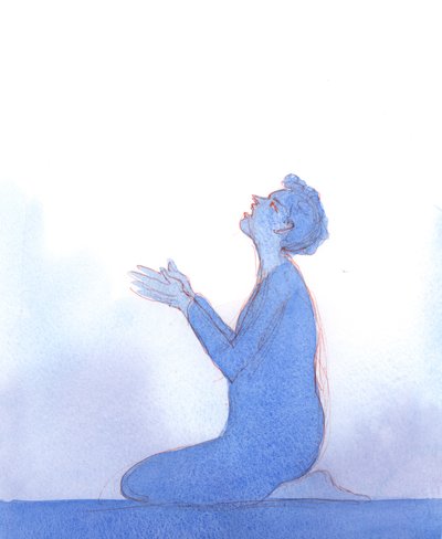 Kristus räckte fram till mig en lila mantel, som den som var draperad över hans axlar före hans korsfästelse, 2004 (w/c på papper) av Elizabeth Wang