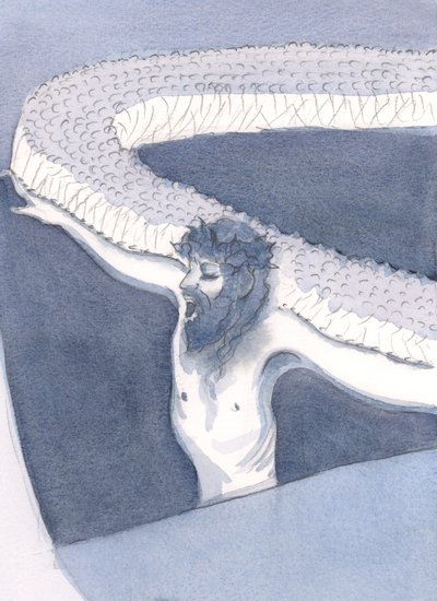 Kristus är vår bro till himlen - den enda vägen över klyftan mellan jordelivet och evig härlighet, 2000 (w/c på papper) av Elizabeth Wang