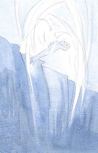 Kristus sänder sina änglar för att rädda själar från mörkret och föra dem närmare hans ljus., 2001 (w/c på papper) av Elizabeth Wang