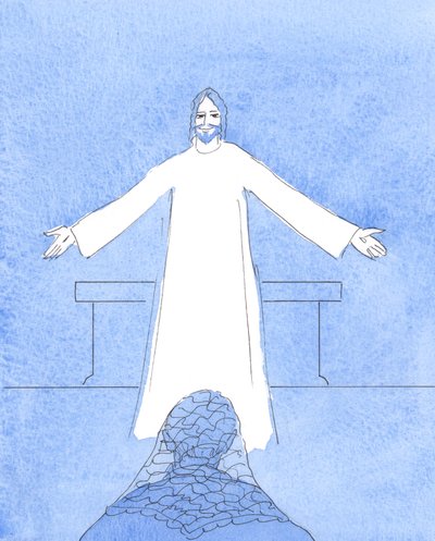 Kristus talade till mig om alla människor i mitt hjärta som behöver hjälp, och alla mina andra bekymmer, 2004 (w/c på papper) av Elizabeth Wang