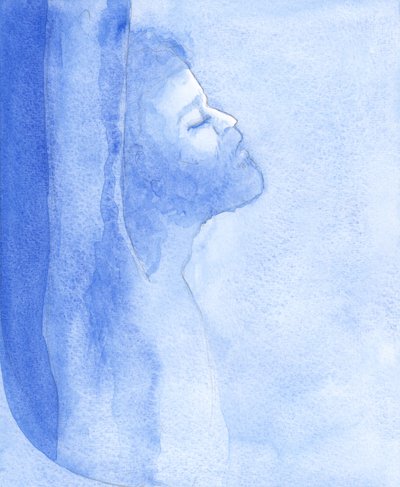 Kristus blev hånad på korset och avslöjades grymt för våra synder. Varje förnedring vi accepterar, av kärlek, lugnar hans hjärta i hans passion!, 2001 (w/c på papper) av Elizabeth Wang