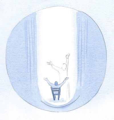 Kristi egen bön stiger upp ur själen, när vi ber i hans namn, och genomborrar himlen i förbön., 2000 (w/c på papper) av Elizabeth Wang